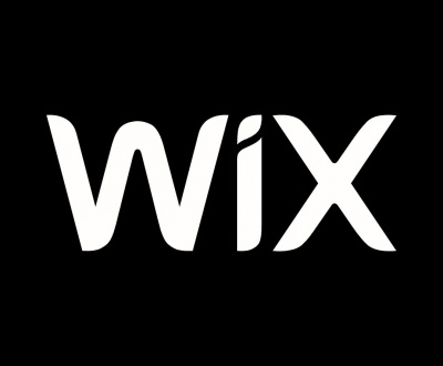 wix logo all white text black background